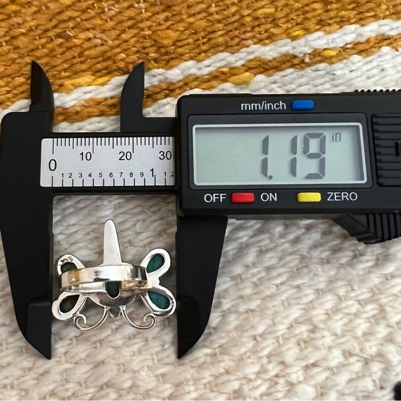 ❤️ Kingman Dahlia Turquoise Sterling 925 Butterfly Dragonfly Ring Navajo Sz 6.75 - Picture 12 of 17